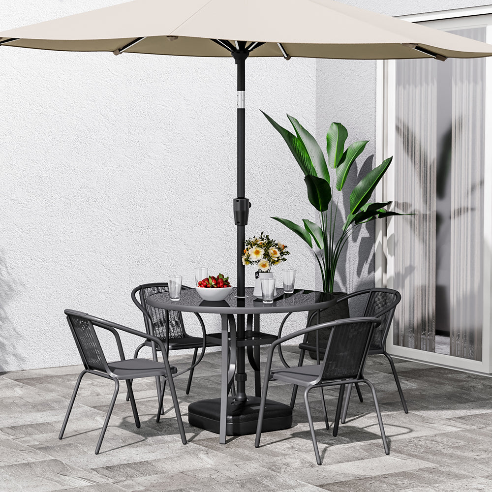 Outdoor Round Dining Set Tempered Glass Table and Rattan Chairs Garden Dining Sets Living and Home 