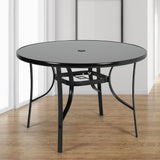 Patio Table Garden Coffee Table Dining Table with Umbrella Stand Hole Garden Dining Table Living and Home Dia 105x H 70.5 cm 