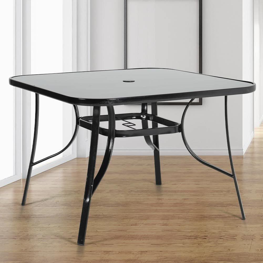 Outdoor Rectangular Dining Table Umbrella Hole Garden Dining Table