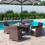 Rattan dining table with parasol hole online