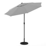 Light Grey 3m Iron Garden Parasol Sun Umbrella With Solar LED Lights Parasols & Rain Umbrellas Living and Home 