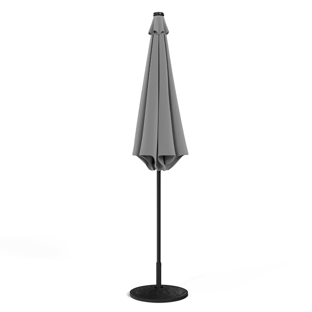 Light Grey 3m Iron Garden Parasol Sun Umbrella With Solar LED Lights ...