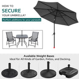 Black 3m Iron Garden Parasol Sun Umbrella With Solar LED Lights Parasols & Rain Umbrellas Living and Home 