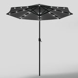 Black 3m Iron Garden Parasol Sun Umbrella With Solar LED Lights Parasols & Rain Umbrellas Living and Home 