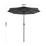 Black 3m Iron Garden Parasol Sun Umbrella With Solar LED Lights Parasols & Rain Umbrellas Living and Home Only parasol 