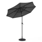 Black 3m Iron Garden Parasol Sun Umbrella With Solar LED Lights Parasols & Rain Umbrellas Living and Home 