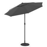 Black 3m Iron Garden Parasol Sun Umbrella With Solar LED Lights Parasols & Rain Umbrellas Living and Home 