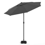 Black 3m Iron Garden Parasol Sun Umbrella With Solar LED Lights Parasols & Rain Umbrellas Living and Home 