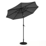 Black 3m Iron Garden Parasol Sun Umbrella With Solar LED Lights Parasols & Rain Umbrellas Living and Home 