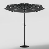 Black 3m Iron Garden Parasol Sun Umbrella With Solar LED Lights Parasols & Rain Umbrellas Living and Home 