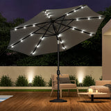 Black 3m Iron Garden Parasol Sun Umbrella With Solar LED Lights Parasols & Rain Umbrellas Living and Home 