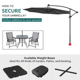 Black 3m Iron Banana Umbrella Cantilever Garden Parasols with LED Lights Parasols & Rain Umbrellas Living and Home 