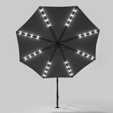 Black 3m Iron Banana Umbrella Cantilever Garden Parasols with LED Lights Parasols & Rain Umbrellas Living and Home 