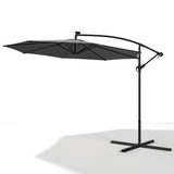 Black 3m Iron Banana Umbrella Cantilever Garden Parasols with LED Lights Parasols & Rain Umbrellas Living and Home 