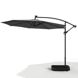 Black 3m Iron Banana Umbrella Cantilever Garden Parasols with LED Lights Parasols & Rain Umbrellas Living and Home 