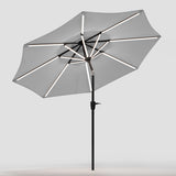 Light Grey 3M Lighted Market Sunbrella Umbrella with Solar Strip LED Lights Parasols & Rain Umbrellas Living and Home 