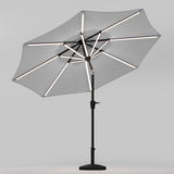 Light Grey 3M Lighted Market Sunbrella Umbrella with Solar Strip LED Lights Parasols & Rain Umbrellas Living and Home 