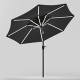 Black 3M Lighted Market Sunbrella Umbrella with Solar Strip LED Lights Parasols & Rain Umbrellas Living and Home 