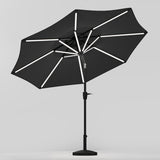 Black 3M Lighted Market Sunbrella Umbrella with Solar Strip LED Lights Parasols & Rain Umbrellas Living and Home 