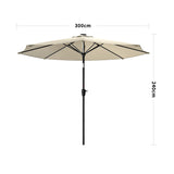 Beige 3M Lighted Market Sunbrella Umbrella with Solar Strip LED Lights Parasols & Rain Umbrellas Living and Home Parasol Only 