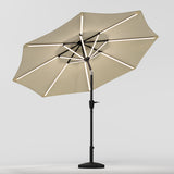 Beige 3M Lighted Market Sunbrella Umbrella with Solar Strip LED Lights Parasols & Rain Umbrellas Living and Home 