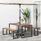 6 - Person 150cm Long Iron Outdoor Dining Set Garden Table and Bench