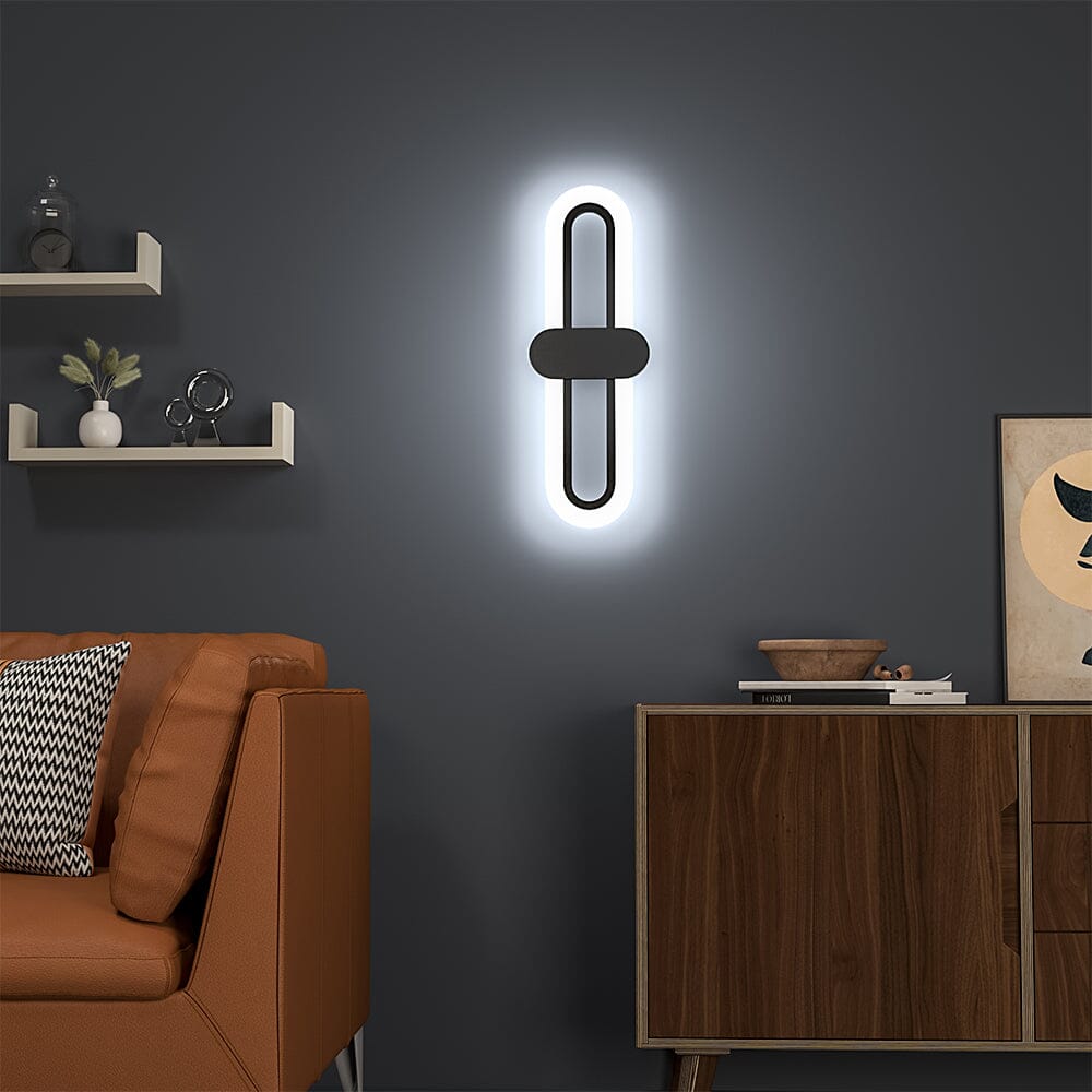 Modern Oval LED Wall Light with Acrylic Shade Wall Lamps Living and Home White 