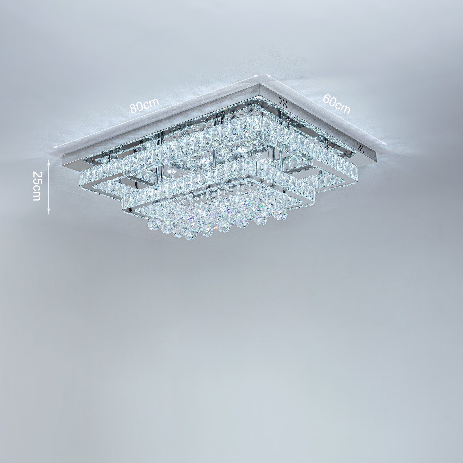 Double Layered Rectangle Crystal Ceiling Lights with Chome Finish Ceiling Light Fixtures Living and Home 