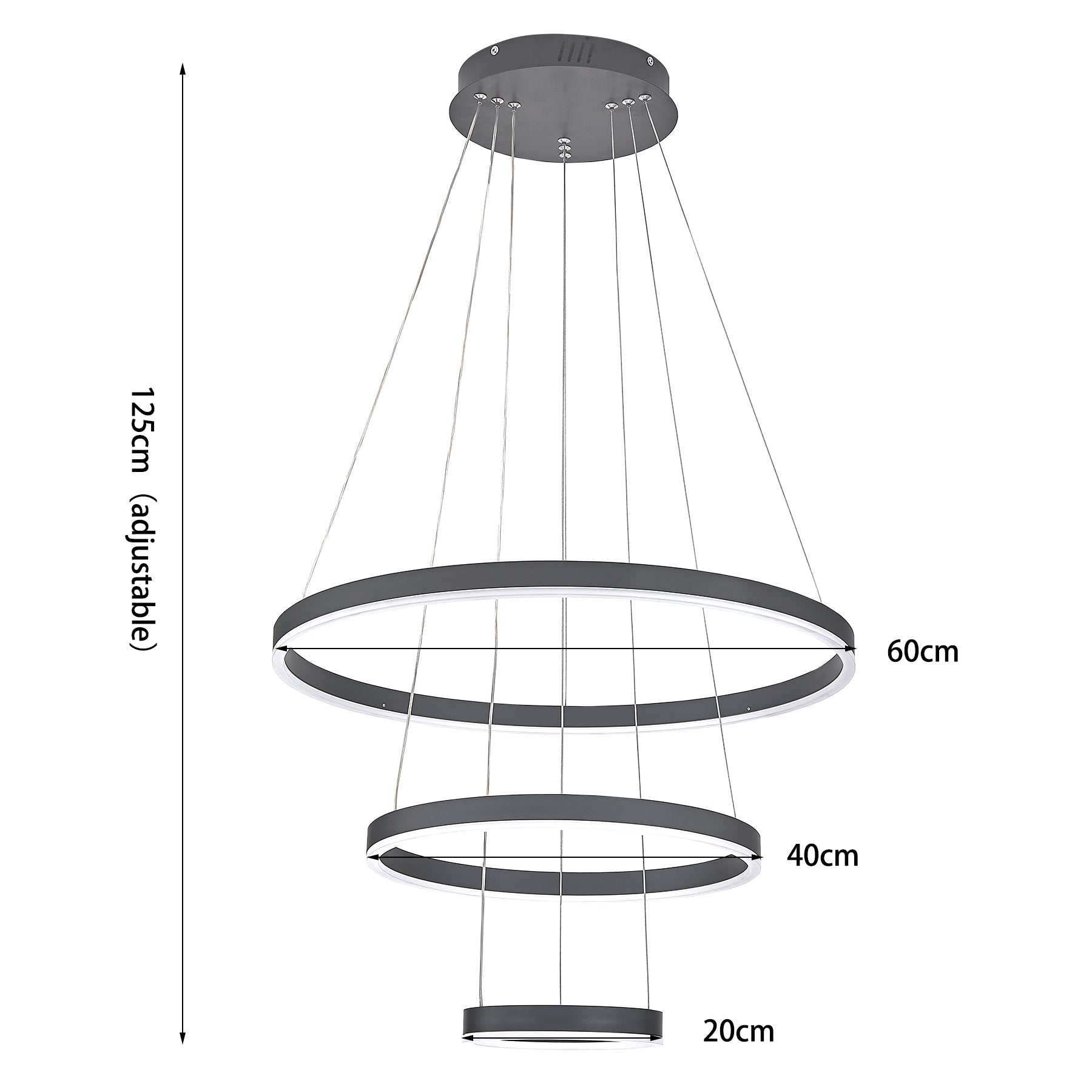 Modern 3 Ring Aluminum Round Hanging LED Pendant Light Chandeliers Living and Home 
