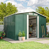 Garden Steel Shed with Gabled Roof Top Garden storage Living and Home 