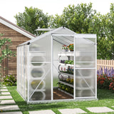 White Framed Garden Hobby Greenhouse with Vent Garden Storages & Greenhouses Living and Home 8' x 6' ft With base frame 