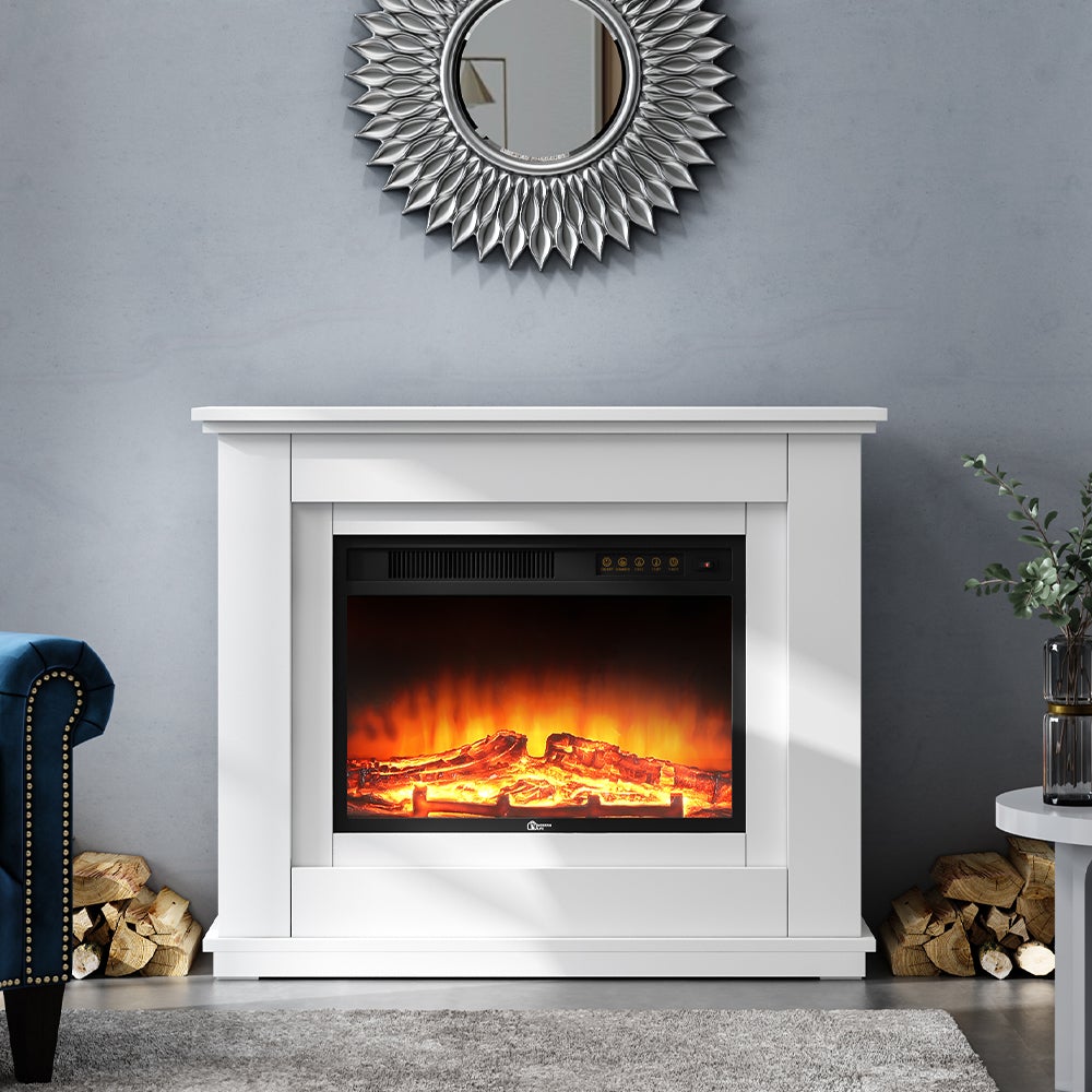 39 Inch Electric Fireplace Suite White Mantel Surround Electric Log Burner Heater Fireplaces Living and Home 