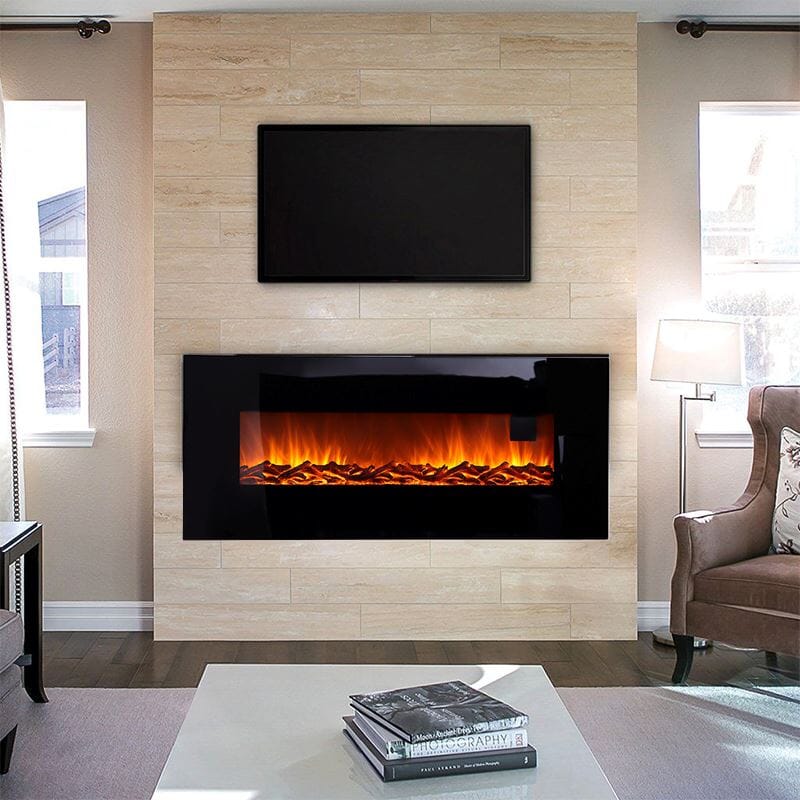 50 Inch Wall Mounted Electric Fireplaces with Logs 1800W Electric Fire –  Living and Home