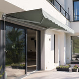 Retractable Patio Awning - Manual Shelter - Grey Patio Awnings Living and Home L 350 x W 300 cm 