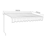 Retractable Patio Awning - Manual Shelter - Red & White Awnings Living and Home L 300 x W 250 cm 