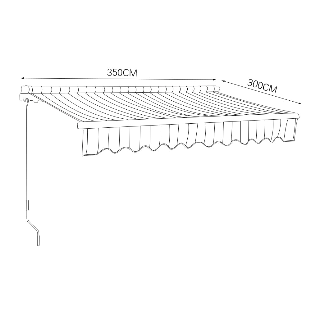 Retractable Patio Awning - Manual Shelter - Red & White Awnings Living and Home L 350 x W 300 cm 