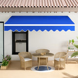 8ft-10ft Retractable Patio Awning Blue Manual Shelter