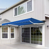 Retractable Patio Awning - Manual Shelter - Blue Patio Awnings Living and Home 