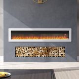 1800W Electric Fireplace Wall Mounted Heater with Overheat Protection Wall Mounted Fireplaces Living and Home White 60inch 