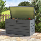 Garden Steel Box 300L Patio Waterproof Storage Box Garden Storages & Greenhouses Living and Home Black 