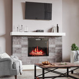24 Inch Inset Small Electric LED Fireplace Wall Mounted Heater 1kW/2kW Fireplaces Living and Home T 16.3 x W 63 x H 39 cm 