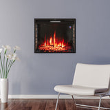24 Inch Inset Small Electric LED Fireplace Wall Mounted Heater 1kW/2kW Fireplaces Living and Home 