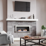 35Inch 47Inch Indoor Under TV Bio Ethanol Fireplace Wall Mounted Biofire Bio Ethanol Fireplaces Living and Home Silver 2 Stoves 