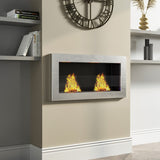 35Inch 47Inch Indoor Under TV Bio Ethanol Fireplace Wall Mounted Biofire Fireplaces Living and Home Silver 2 Stoves 