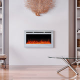 60 Inch Wall Mounted Fireplaces Recessed Fireplace 1800W White 5120BTU Electric Heaters