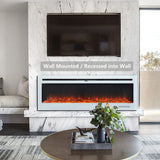 12 Flame Colour Electric Fireplace with Safety Protection White Wall Mounted Fires Living and Home 