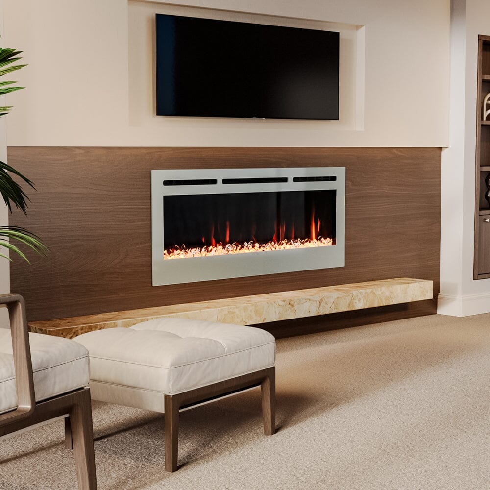 12 Flame Colour Electric Fireplace with Safety Protection White Wall Mounted Fires Living and Home 