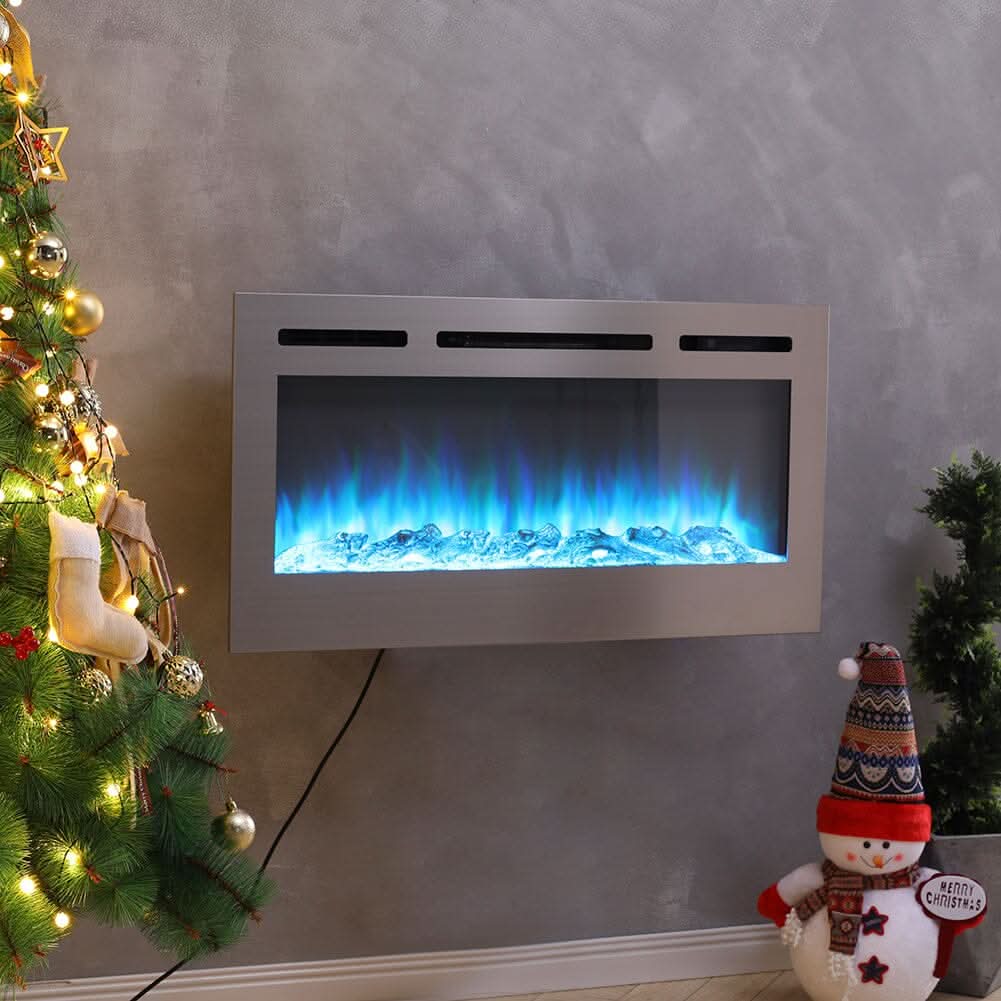 60 Inch Electric Fireplace Recessed Fire 12 LED Flame