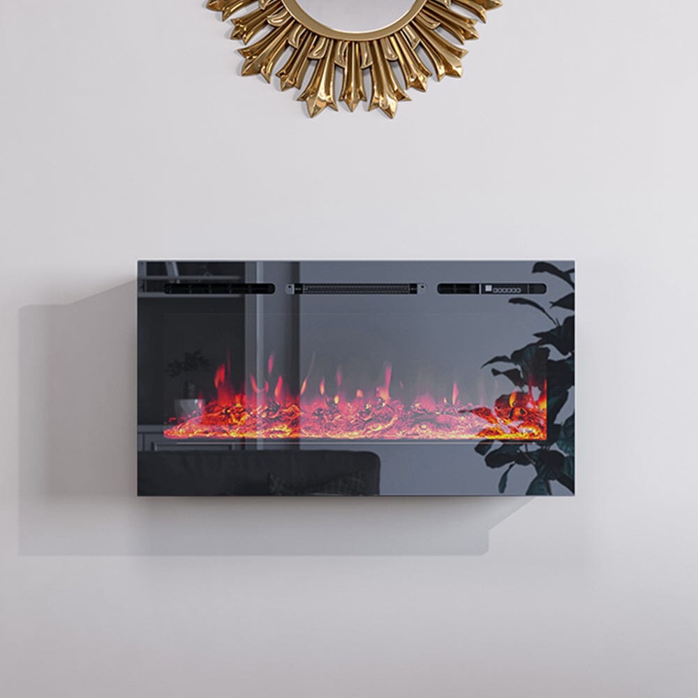 60 Inch Black Wall Mounted Fireplace with Changeable Mirror Effect Wall Mounted Fires Living and Home 40 inch 