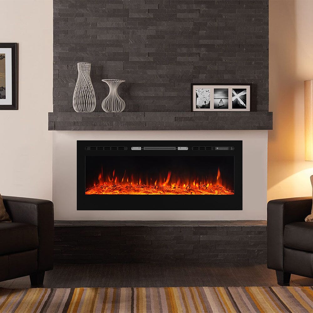 60 Inch Black Wall Mounted Fireplace with Changeable Mirror Effect Wall Mounted Fires Living and Home 50 inch 